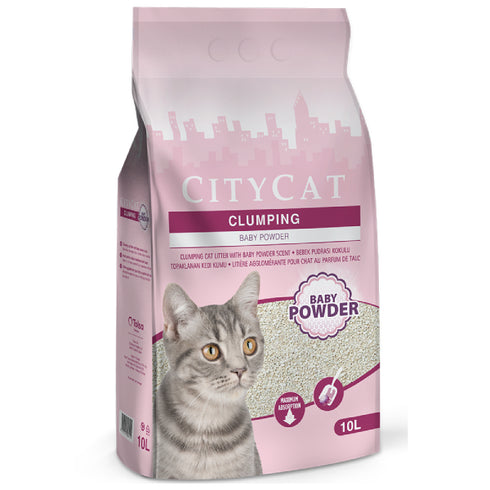 Nisip pentru litiera City Cat Clumping White Baby Powder 10L